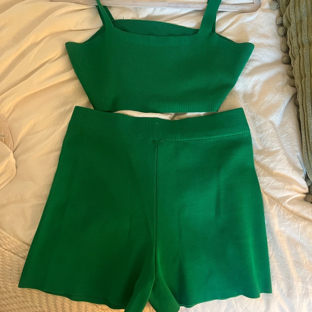 Kelly green knit two piece